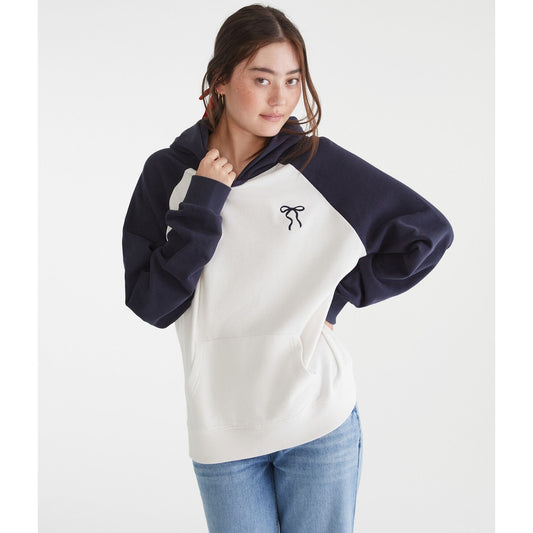 Aeropostale Womens' Bow Oversized Raglan Pullover Hoodie