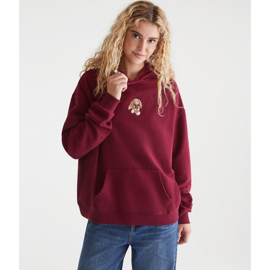 Aeropostale Womens' Cloud Soft Bunny Oversized Pullover Hoodie