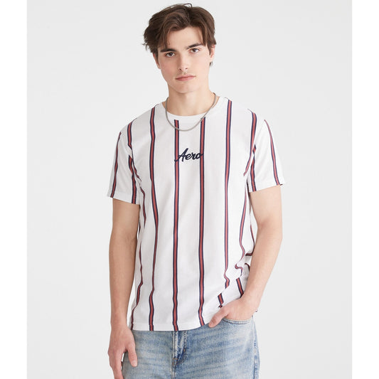 Aeropostale Mens' Vertical Stripe Graphic Tee
