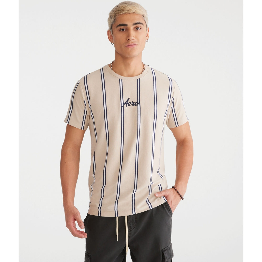 Aeropostale Mens' Vertical Stripe Graphic Tee