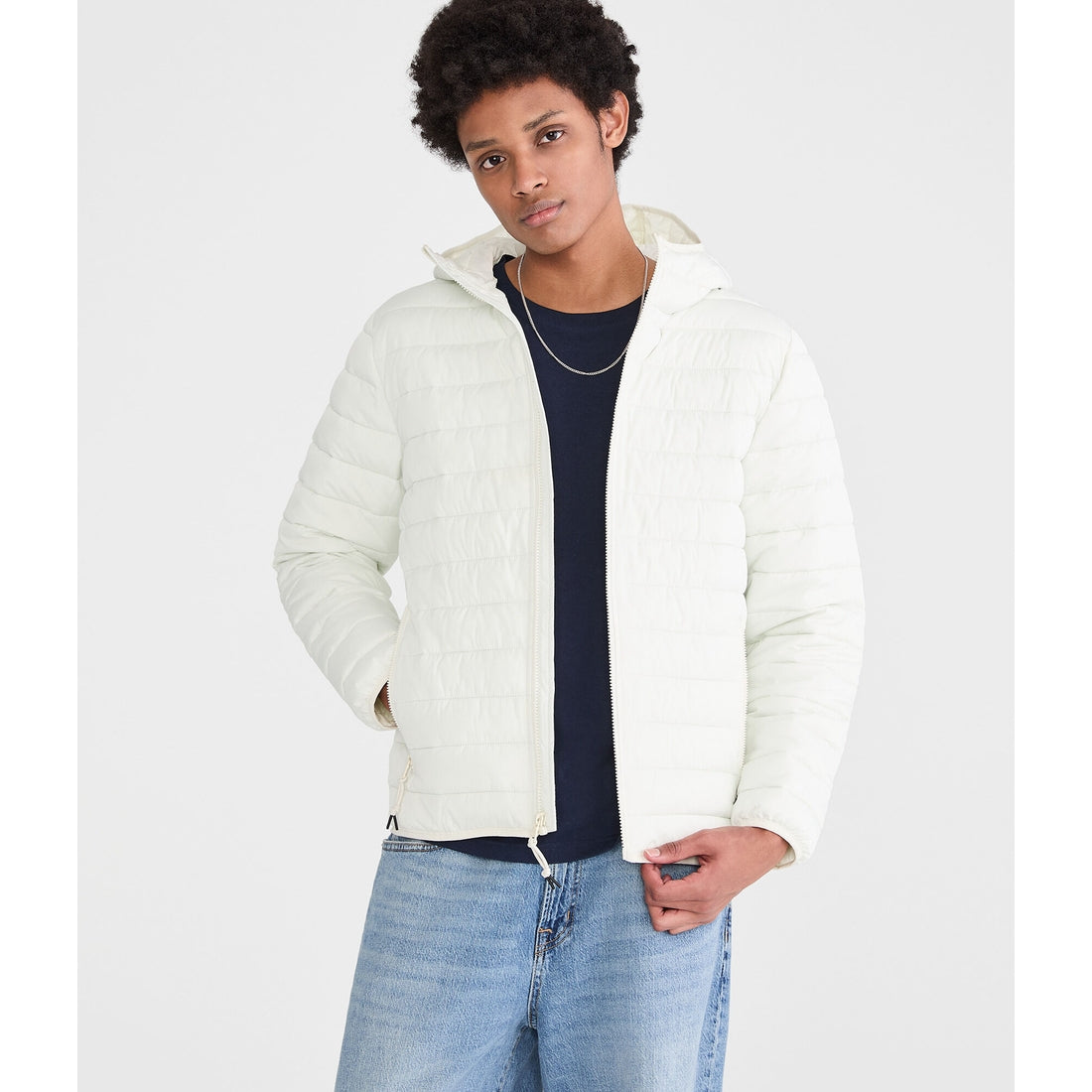 Aeropostale Mens' Hooded Midweight Puffer Jacket