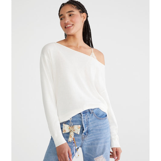 Aeropostale Womens' Slouchy Slash-Neck Sweater