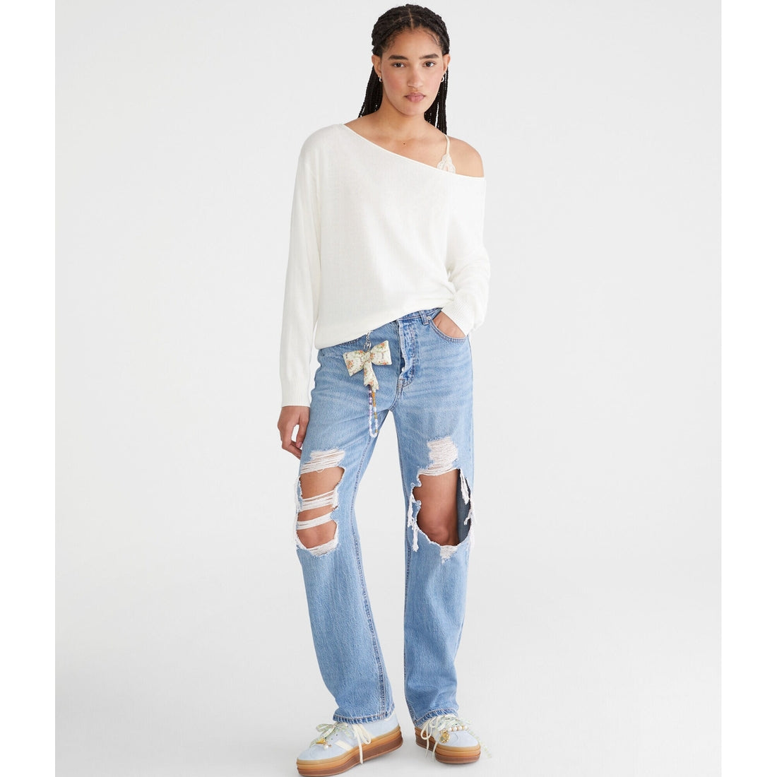 Aeropostale Womens' Slouchy Slash-Neck Sweater