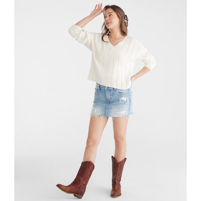 Aeropostale Womens' Ribbed V-Neck Sweater