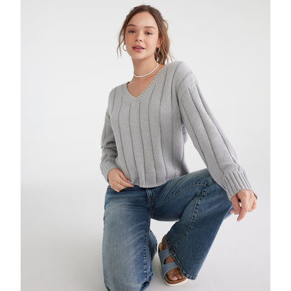 Aeropostale Womens' Ribbed V-Neck Sweater