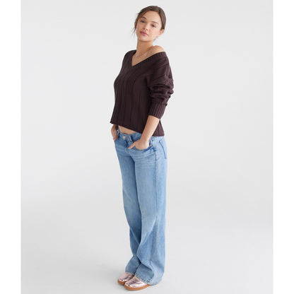 Aeropostale Womens' Ribbed V-Neck Sweater