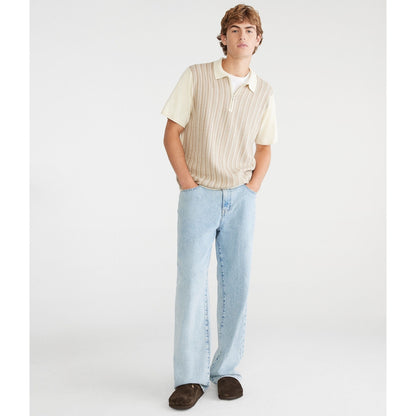 Aeropostale Mens' Vertical Stripe Quarter-Zip Sweater Polo