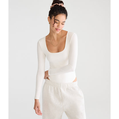 Aeropostale Womens' Long Sleeve Buttery Soft Square-Neck Bodysuit