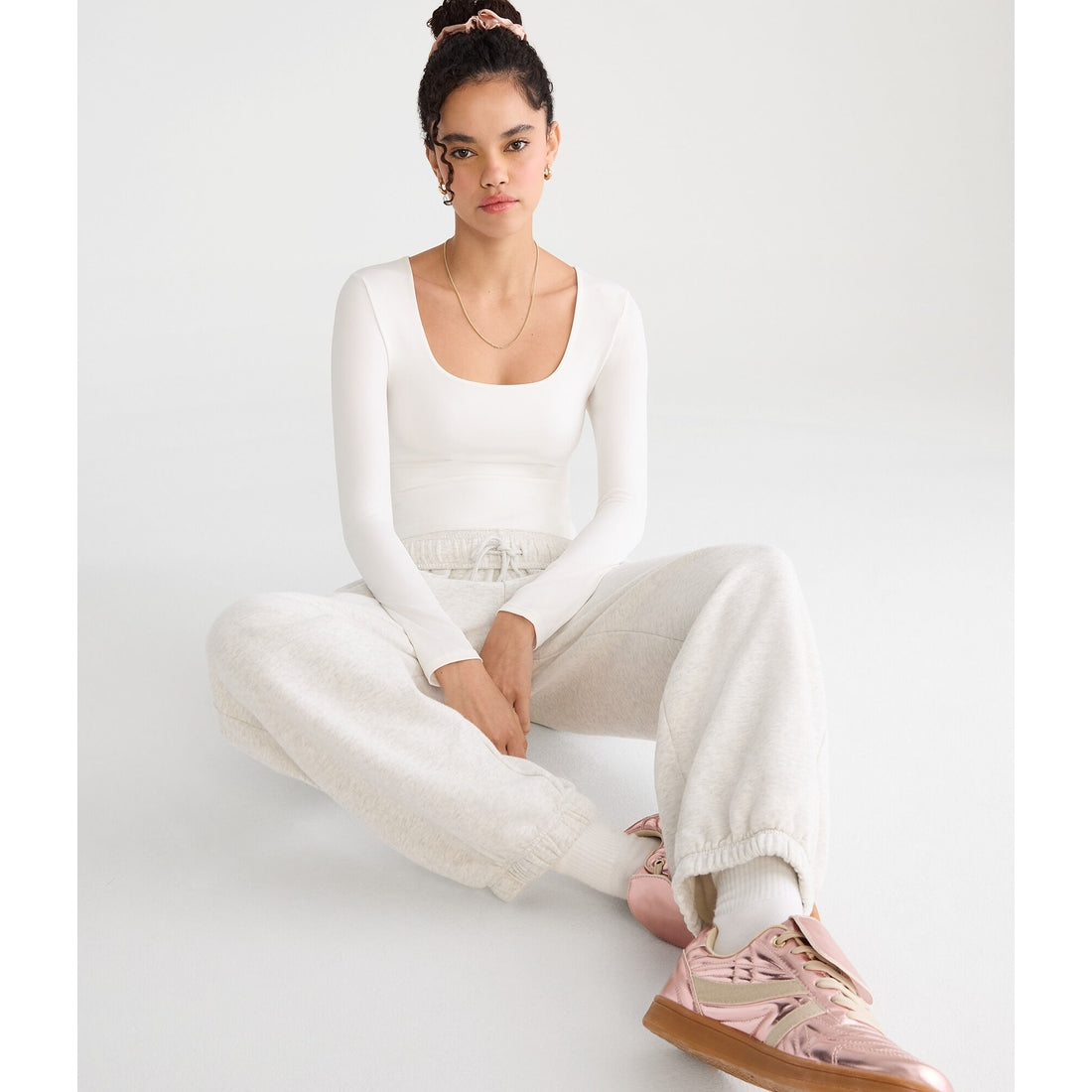 Aeropostale Womens' Long Sleeve Buttery Soft Square-Neck Bodysuit