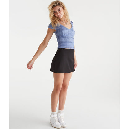 Aeropostale Womens' Textured Lace V-Neck Top