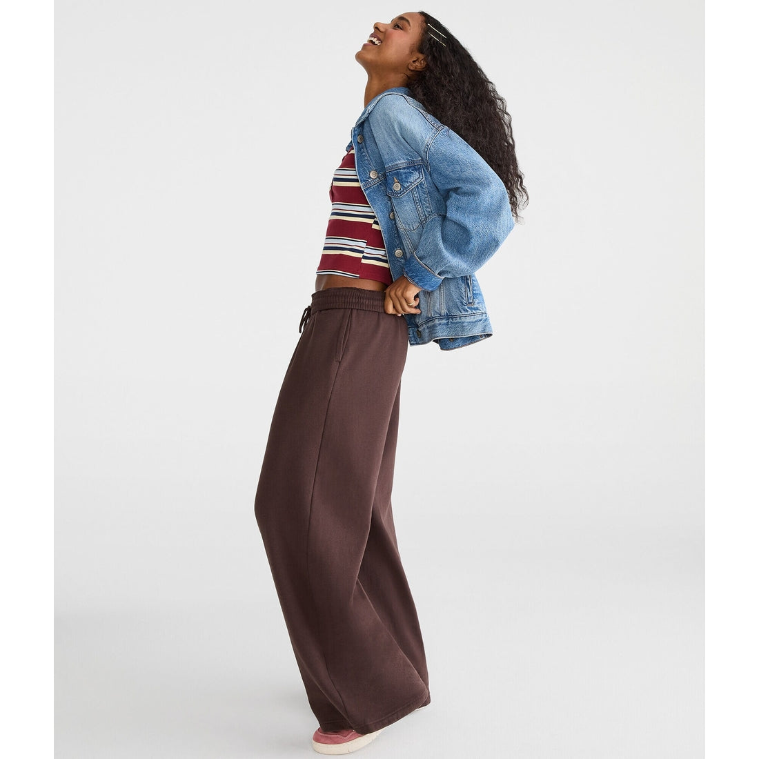 Aeropostale Womens' Mid-Rise Wide Leg Sweatpants
