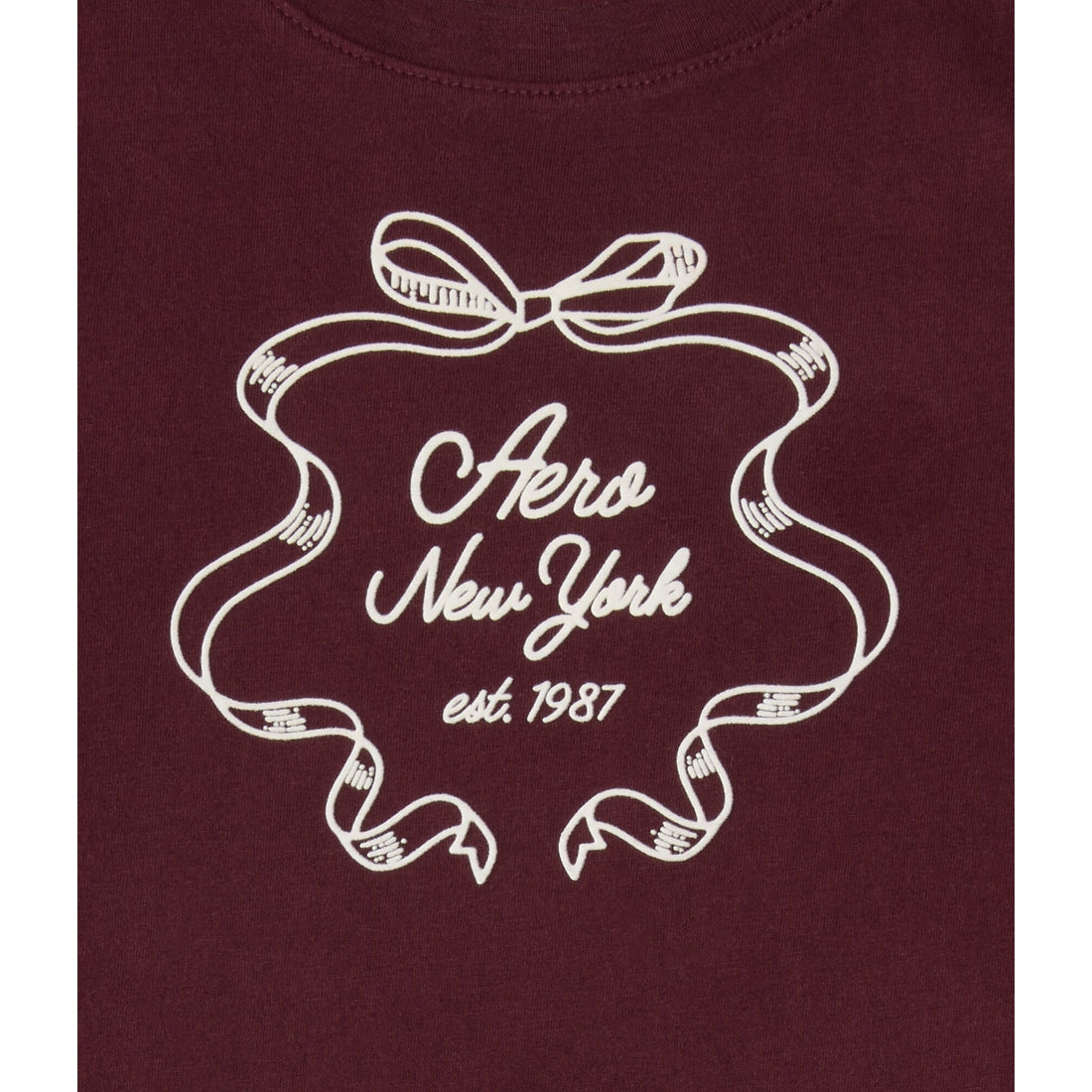 Aeropostale Womens' New York Ribbon Flocked Graphic Tee
