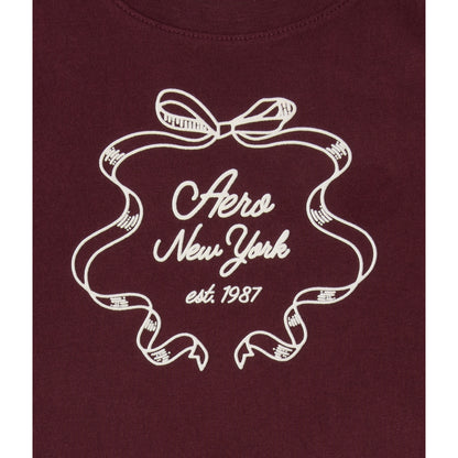 Aeropostale Womens' New York Ribbon Flocked Graphic Tee