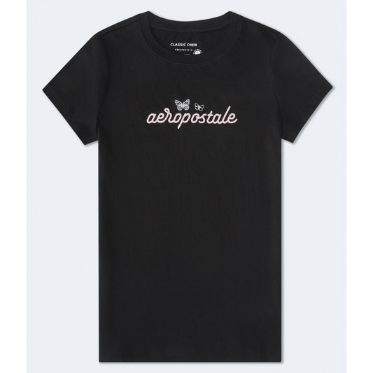 Aeropostale Womens' Aeropostale Script Butterflies Graphic Tee