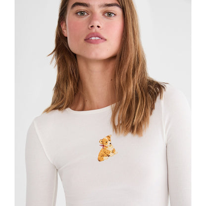 Aeropostale Womens' Long Sleeve Seriously Soft Puppy Graphic Baby Tee
