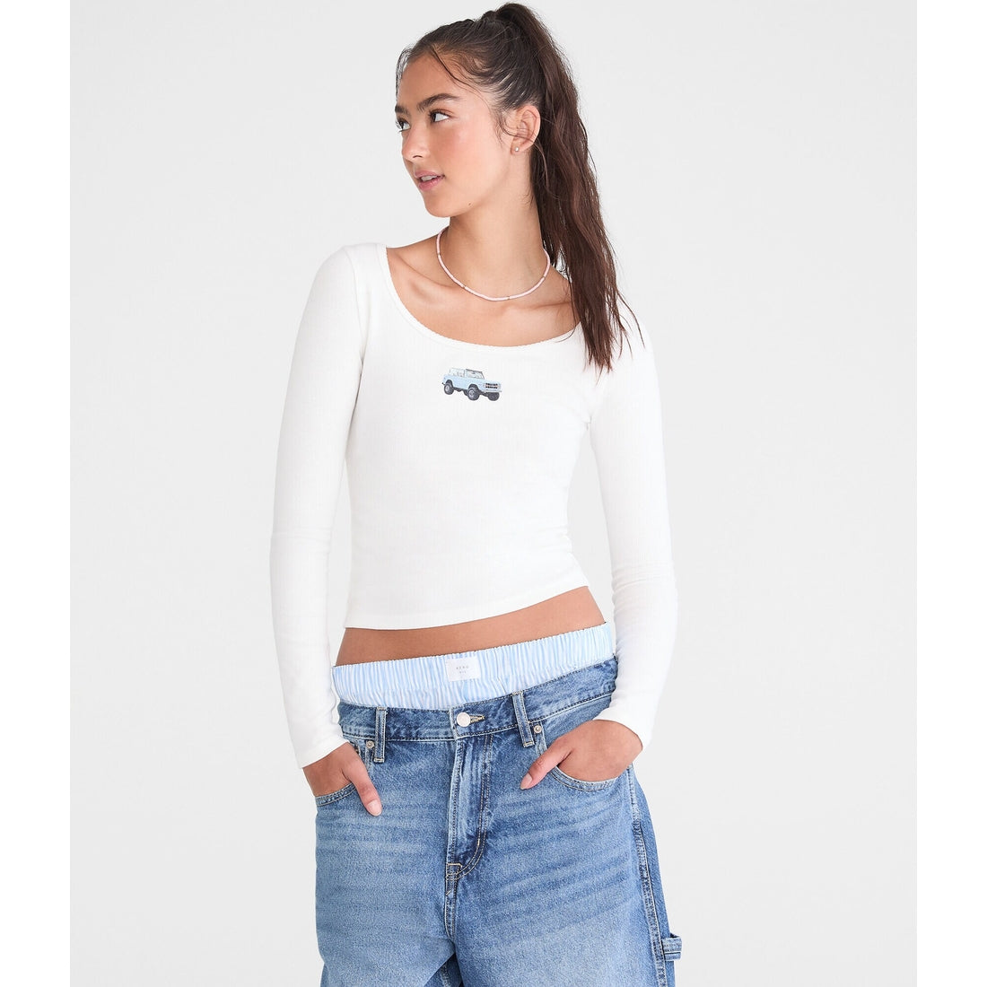 Aeropostale Womens' Long Sleeve Seriously Soft SUV Graphic Tee