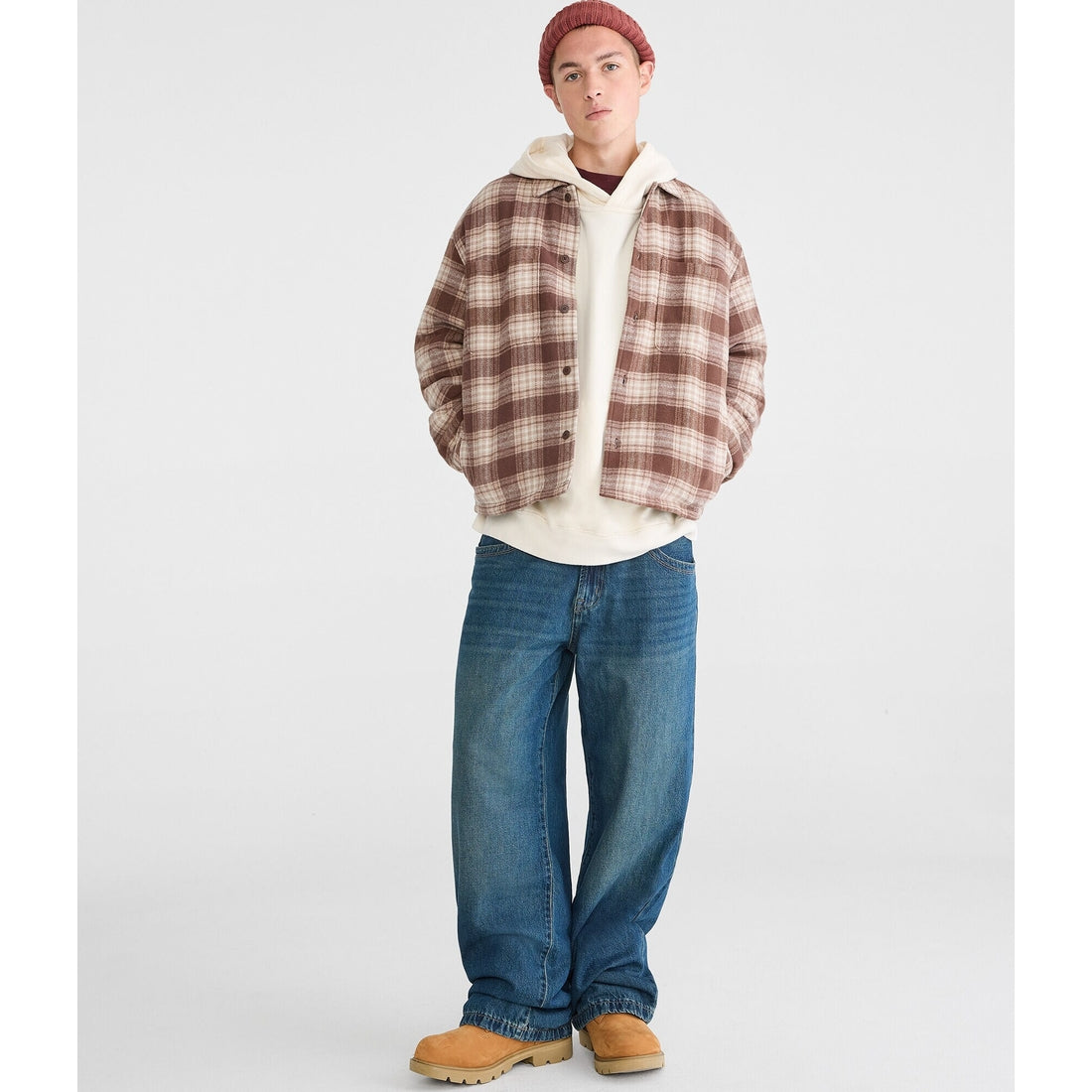 Aeropostale Mens' Plaid Boxy Flannel Shacket