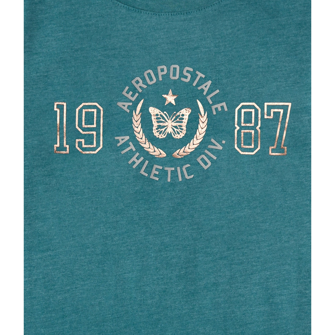 Aeropostale Womens' Aeropostale 1987 Butterfly Foil Graphic Tee