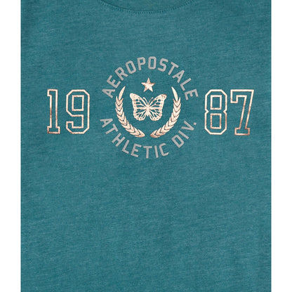 Aeropostale Womens' Aeropostale 1987 Butterfly Foil Graphic Tee