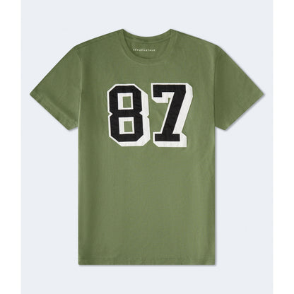 Aeropostale Mens' Oversized 87 Applique Graphic Tee