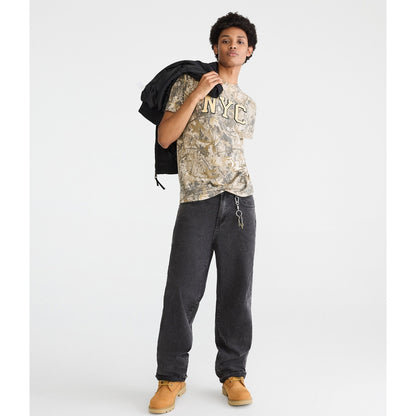 Aeropostale Mens' NYC Forest Camo Applique Graphic Tee