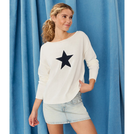 Aeropostale Womens' Demetra for Star Slash-Neck Sweater