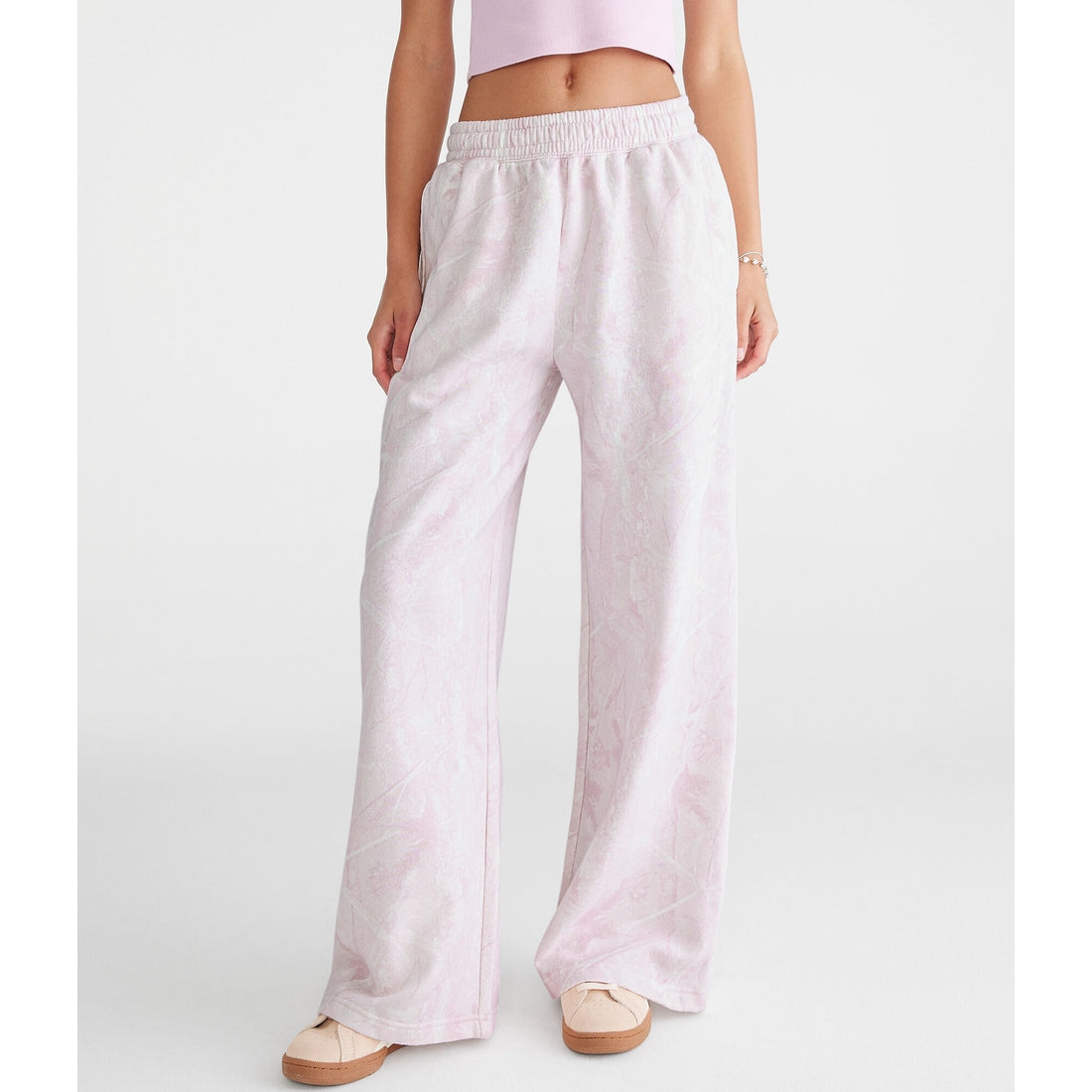 Aeropostale Womens' Forest Camo High-Rise Wide Leg Sweatpants