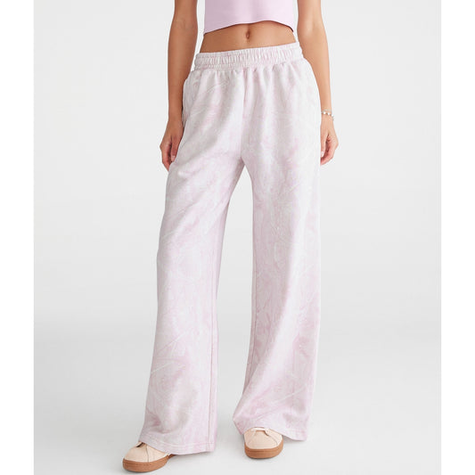 Aeropostale Womens' Forest Camo High-Rise Wide Leg Sweatpants