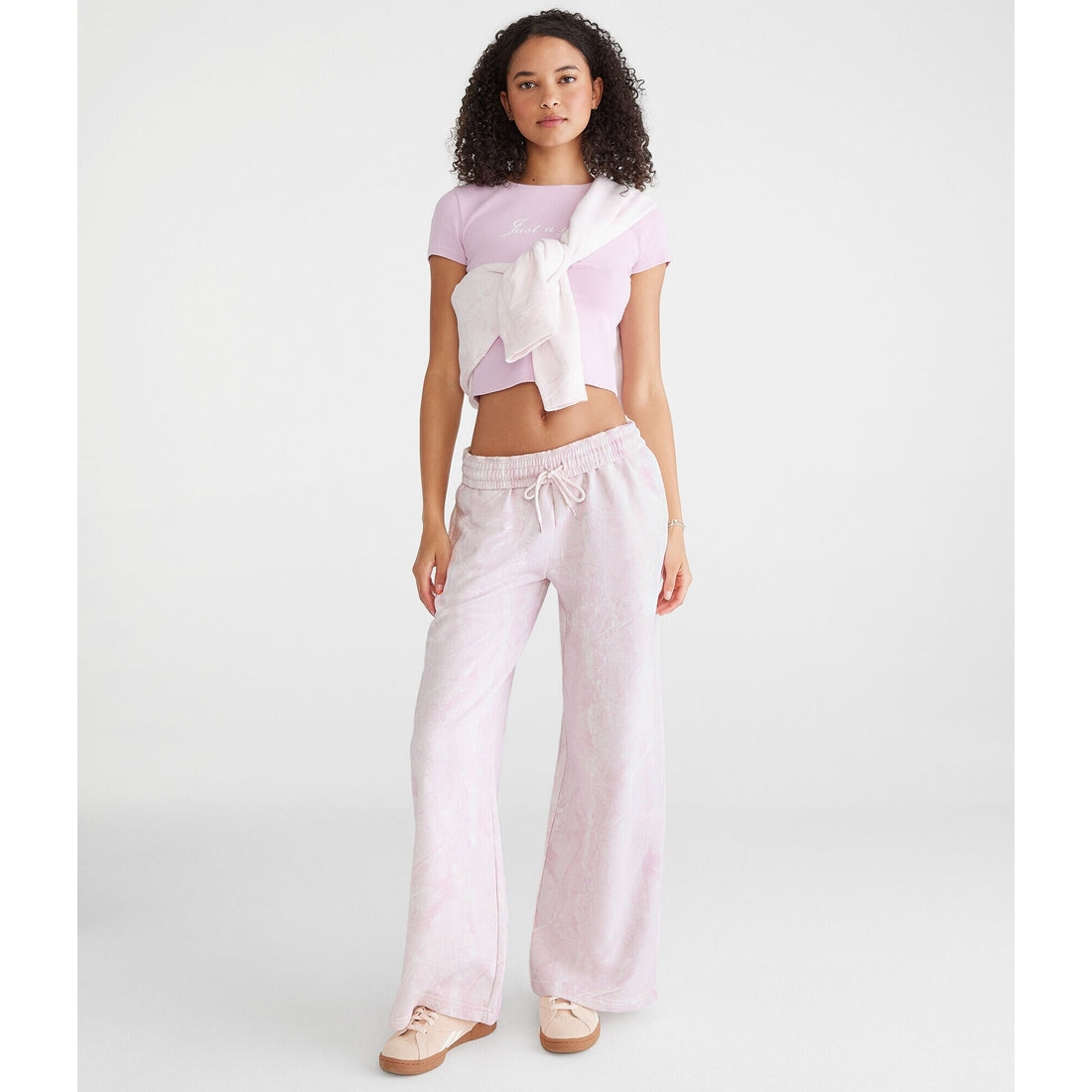 Aeropostale Womens' Forest Camo High-Rise Wide Leg Sweatpants