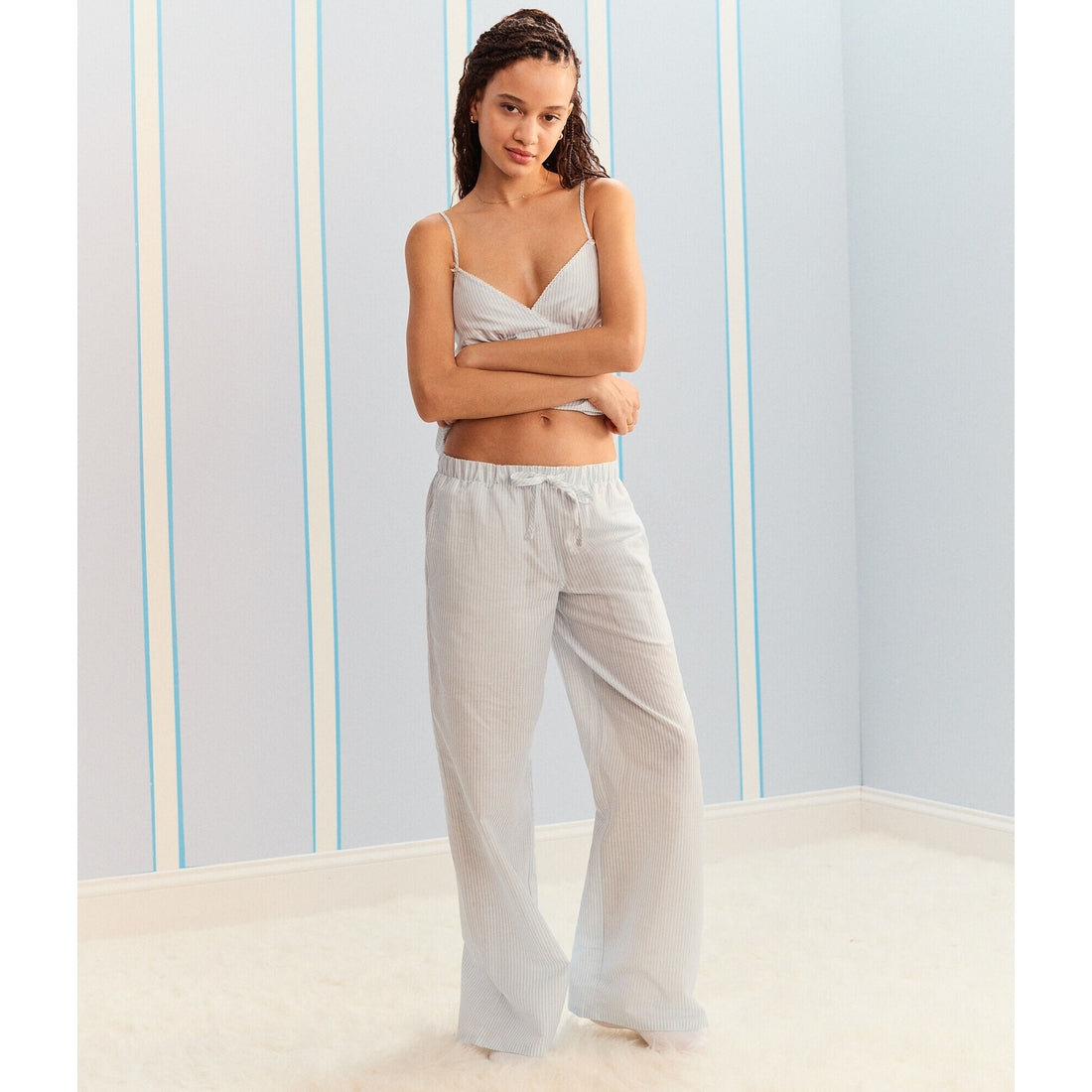 Aeropostale Womens' Demetra for Striped Wide Leg Linen Pants