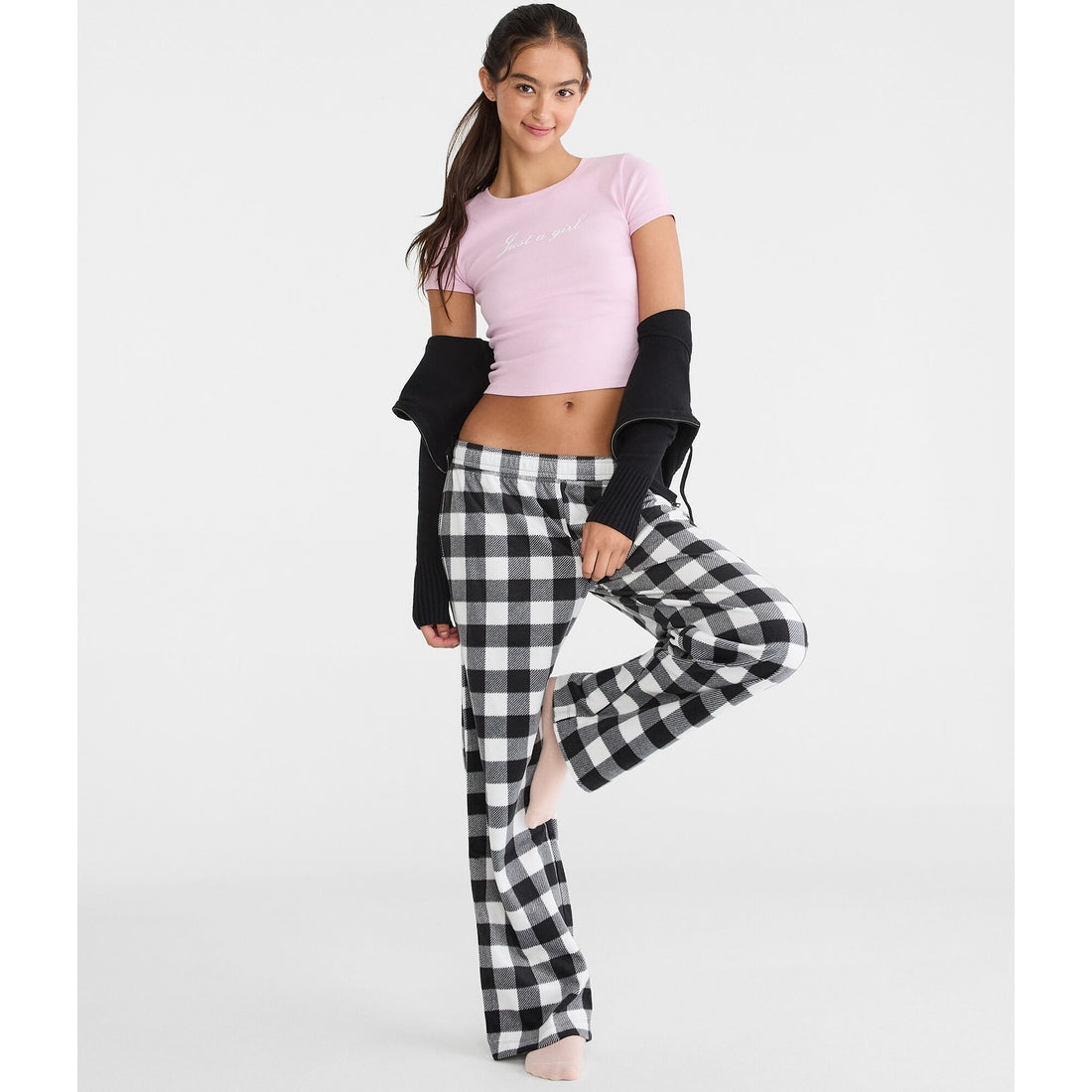 Aeropostale Womens' Buffalo Plaid Polyfleece Sleep Pants