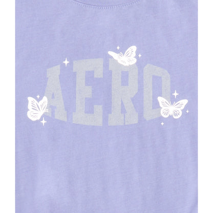 Aeropostale Womens' Butterflies Foil Graphic Tee