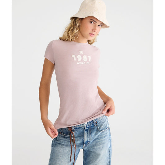 Aeropostale Womens' 1987 Star Applique Graphic Tee