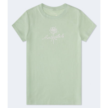 Aeropostale Rose Flocked Graphic Tee
