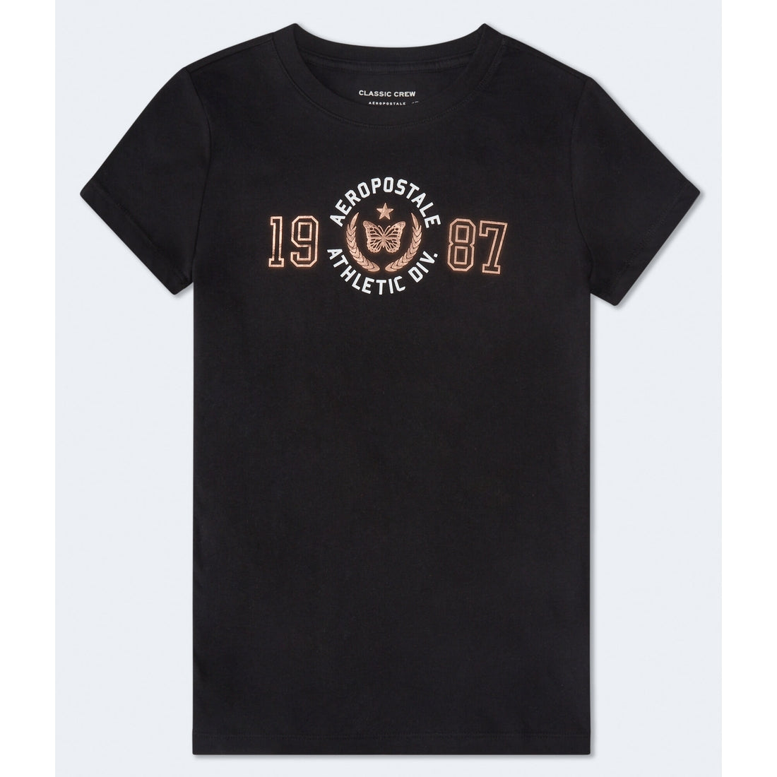 Aeropostale Womens' Aeropostale 1987 Butterfly Foil Graphic Tee