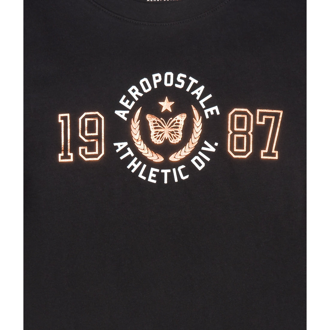 Aeropostale Womens' Aeropostale 1987 Butterfly Foil Graphic Tee