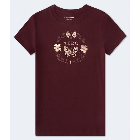 Aeropostale Womens' Butterfly Circle Foil Graphic Tee