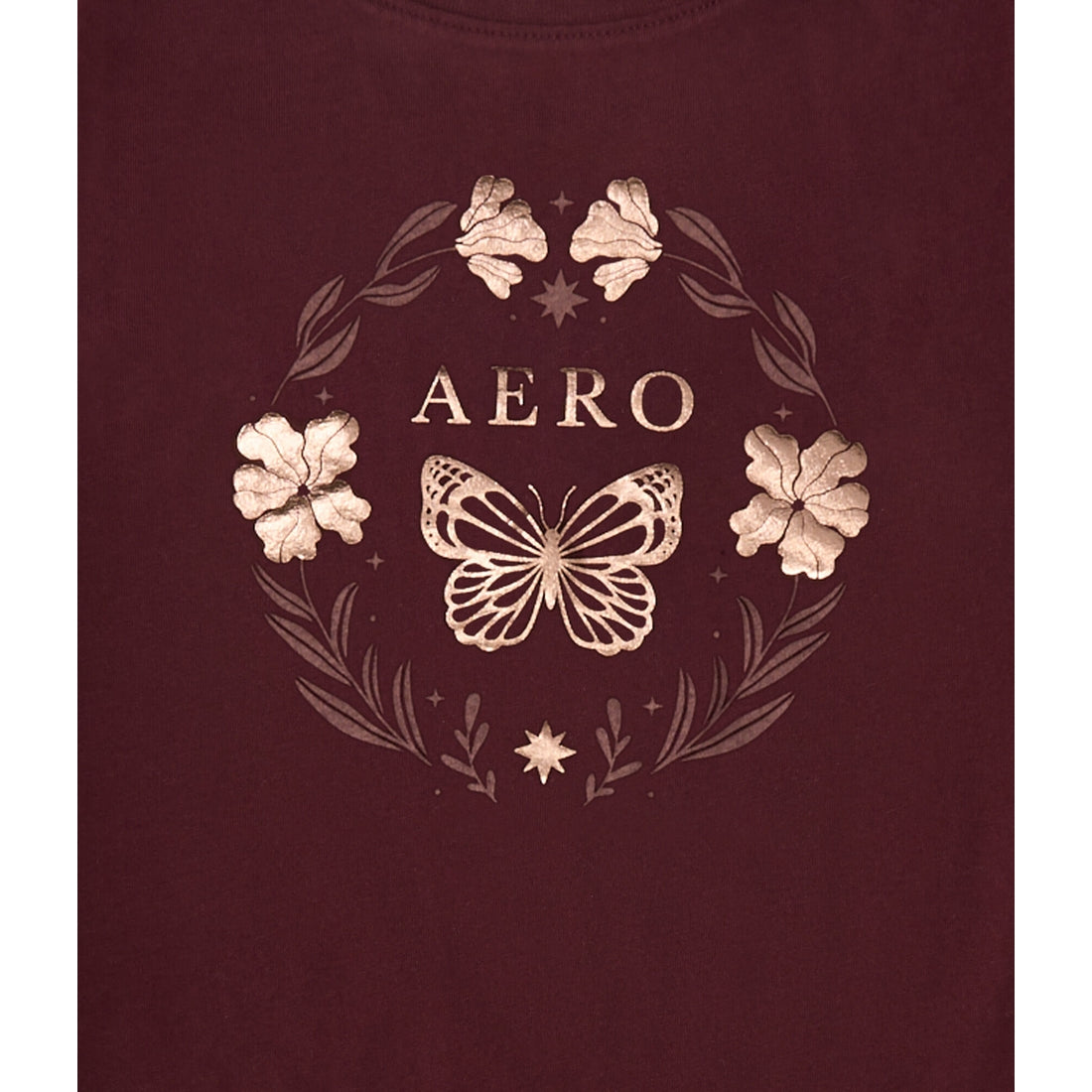 Aeropostale Womens' Butterfly Circle Foil Graphic Tee