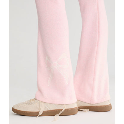 Aeropostale Womens' Lace Bow Cozy Sweater Flare Leg Pants