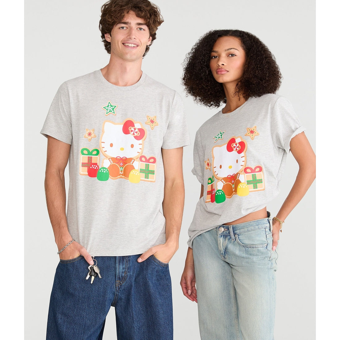 Aeropostale Mens' Hello Kitty | Gingerbread Gifts Relaxed Graphic Tee