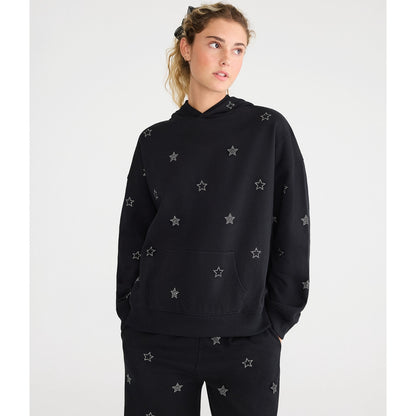 Aeropostale Womens' Cloud Soft Rhinestone Stars Pullover Hoodie