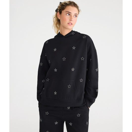 Aeropostale Womens' Cloud Soft Rhinestone Stars Pullover Hoodie