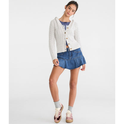 Aeropostale Womens' Cable Knit Hooded Cardigan