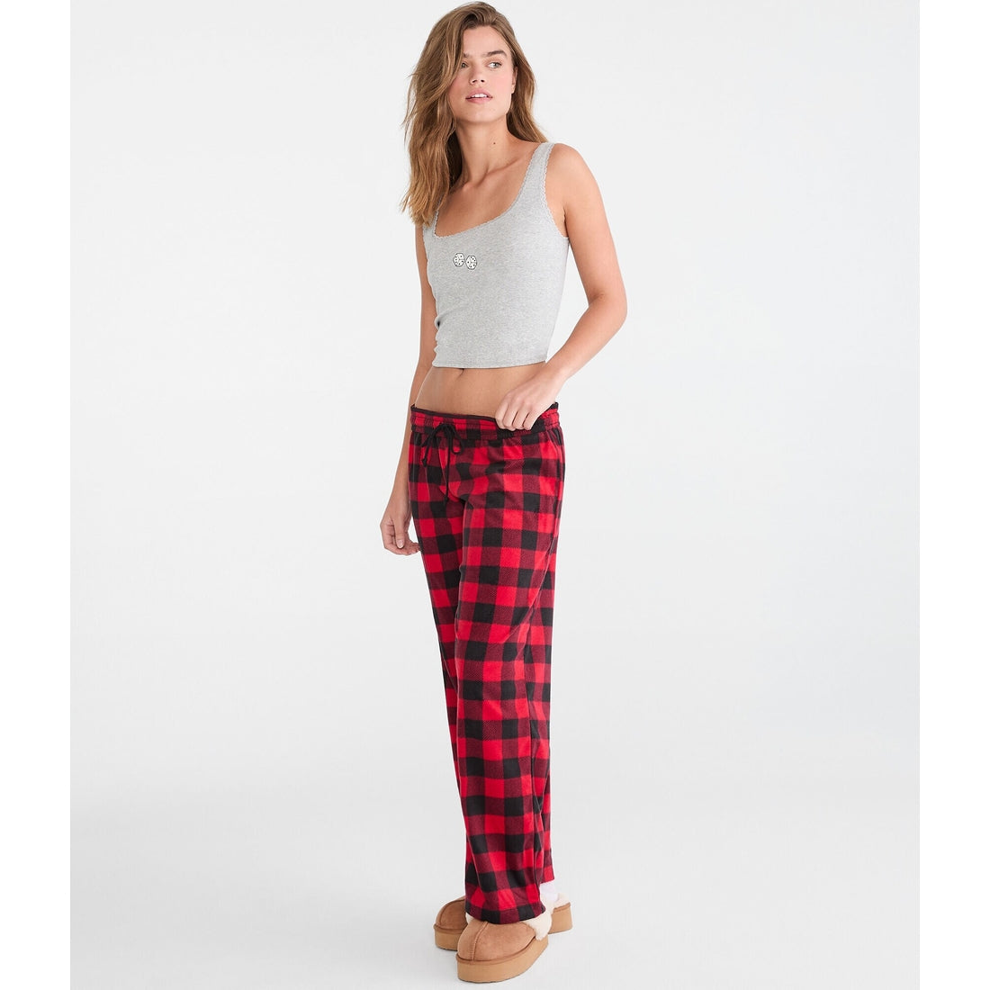 Aeropostale Womens' Buffalo Plaid Polyfleece Sleep Pants