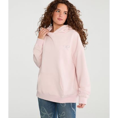 Aeropostale Womens' Cloud Soft Rhinestone Bow Pullover Hoodie