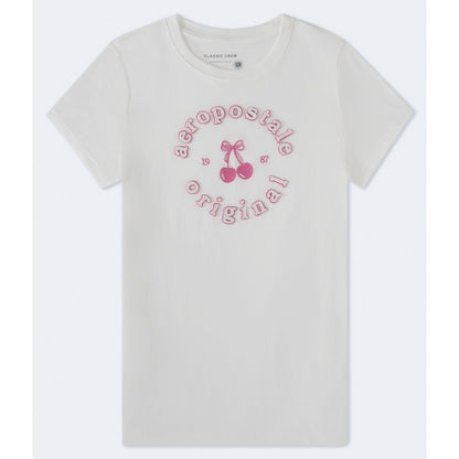 Aeropostale Circle Cherry Applique Graphic Tee