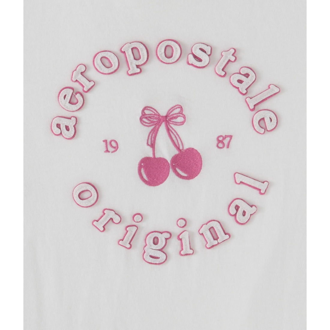 Aeropostale Circle Cherry Applique Graphic Tee