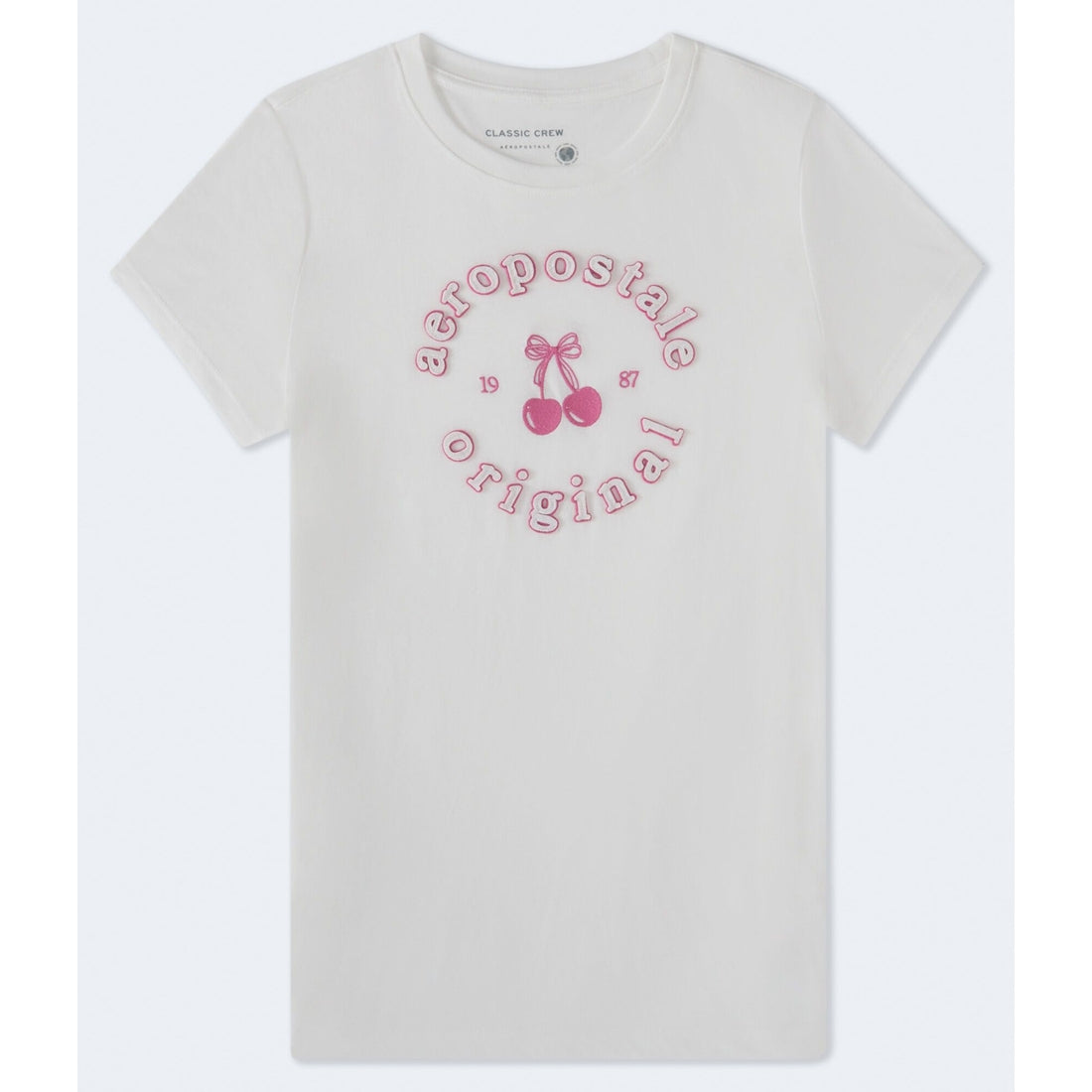 Aeropostale Circle Cherry Applique Graphic Tee