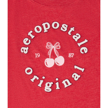 Aeropostale Circle Cherry Applique Graphic Tee