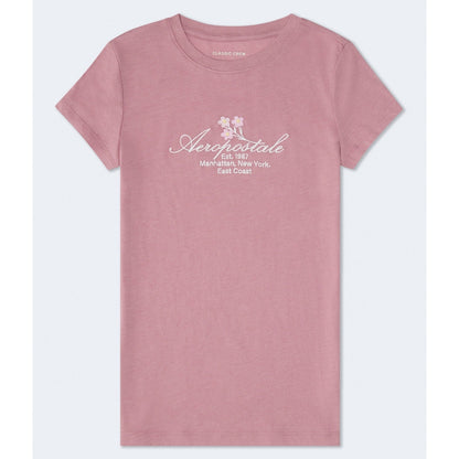 Aeropostale Script Floral Graphic Tee